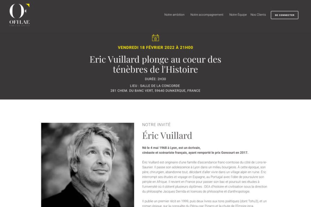 eric-vuillard-ofilae-evenement Page web du site de Cléon et Autres concernant un événement d'Eric Vuillard