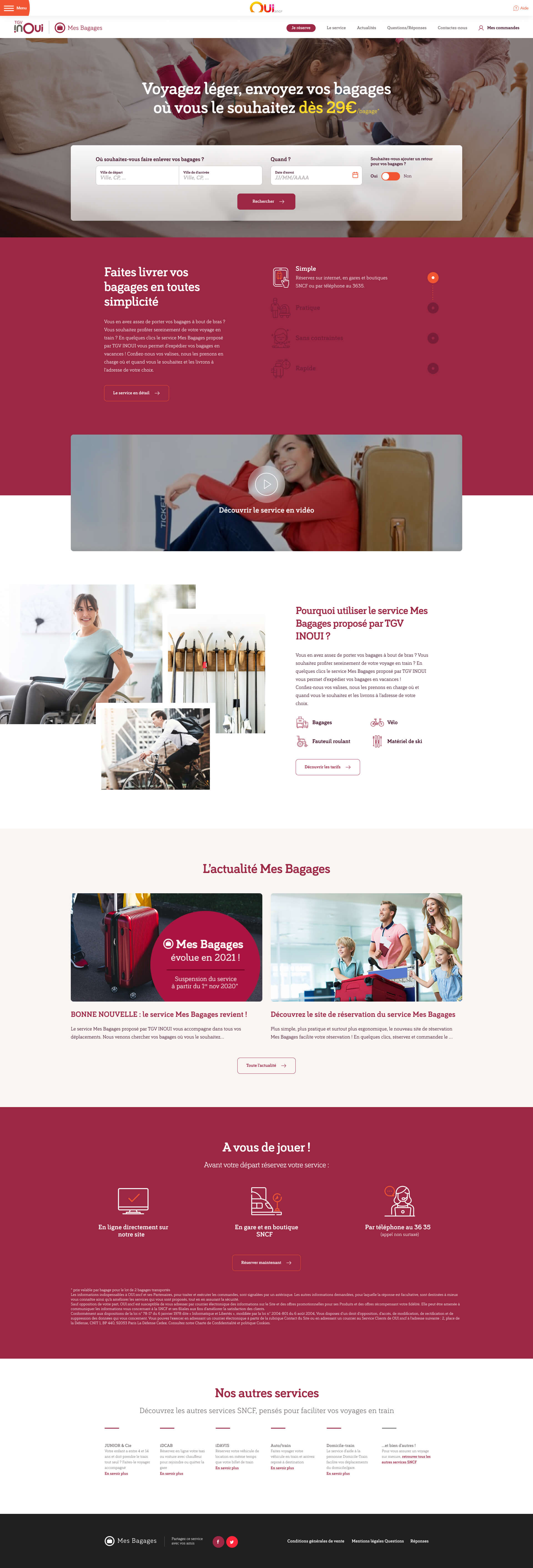 Site internet mes bagages SNCF