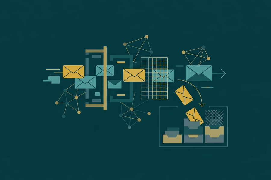 Délivrabilité email 2026 : flux d'emails filtrés par les règles d'authentification Gmail